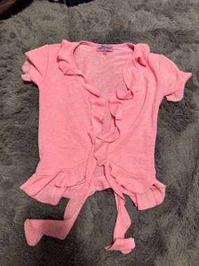Edikted Pink ruffle top